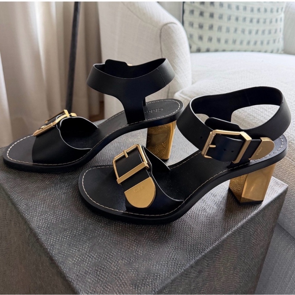 Chloe Black and Gold Heels